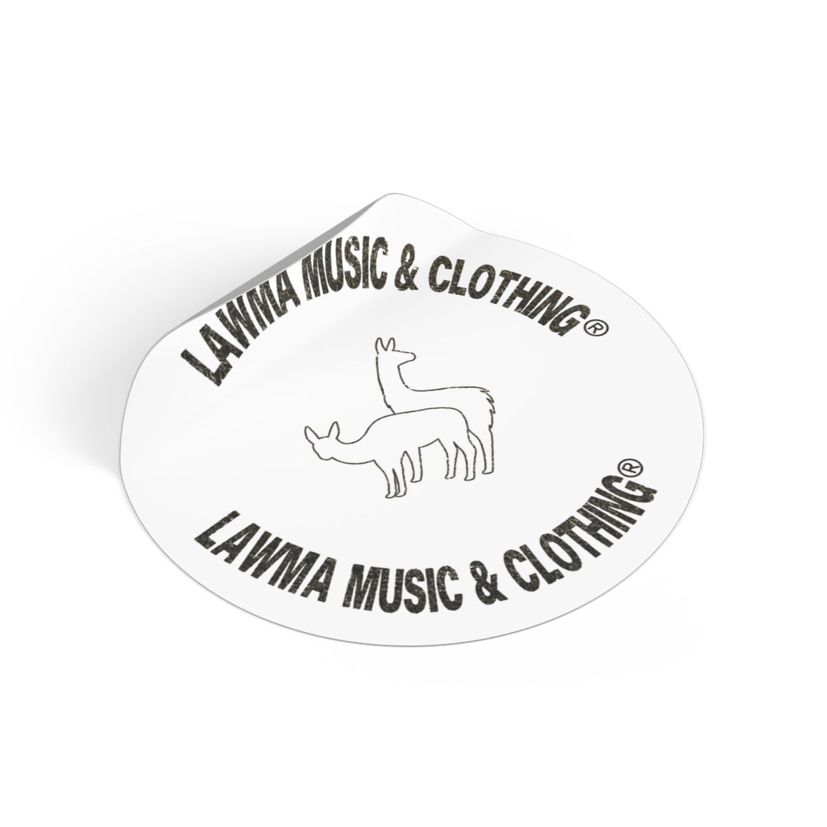 Round Vinyl Sticker — LAWMA Music & Clothing Logo