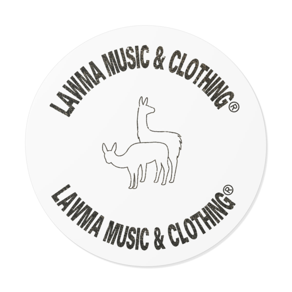 Round Vinyl Sticker — LAWMA Music & Clothing Logo